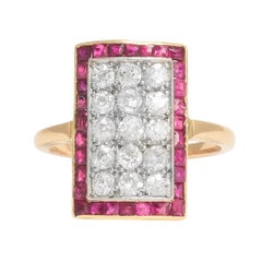 Art Deco Diamond Ruby Picture Frame Ring