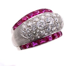 Art Deco Diamond Ruby Platinum Ring
