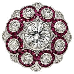 Art Deco Diamant & Rubin Platin Ring