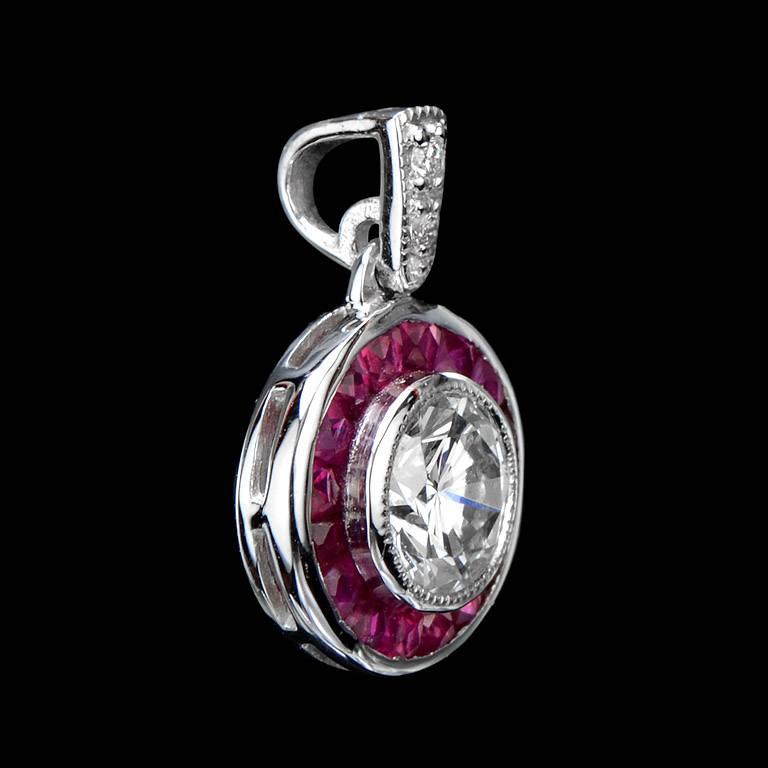 Diamond Ruby Set Pendant and Stud Earrings 3