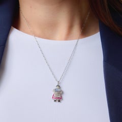 Art Deco diamond ruby star sapphire platinum charm necklace