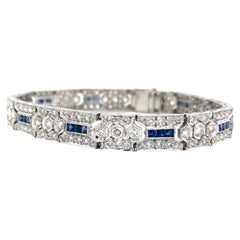 Art Deco Diamond Sapphire 18K White Gold Bracelet Art Deco Diamond Sapphire 18K White Gold Bracelet