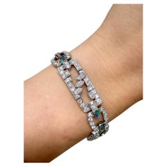 Bracelet Art déco, diamants, saphirs et émeraudes