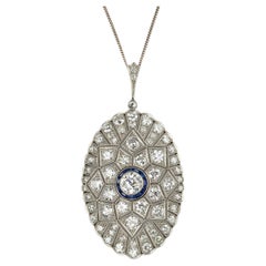Art Deco Diamond, Sapphire and Platinum Pendant, circa 1925