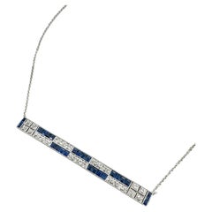 Antique Art Deco Diamond & Sapphire Bar Necklace