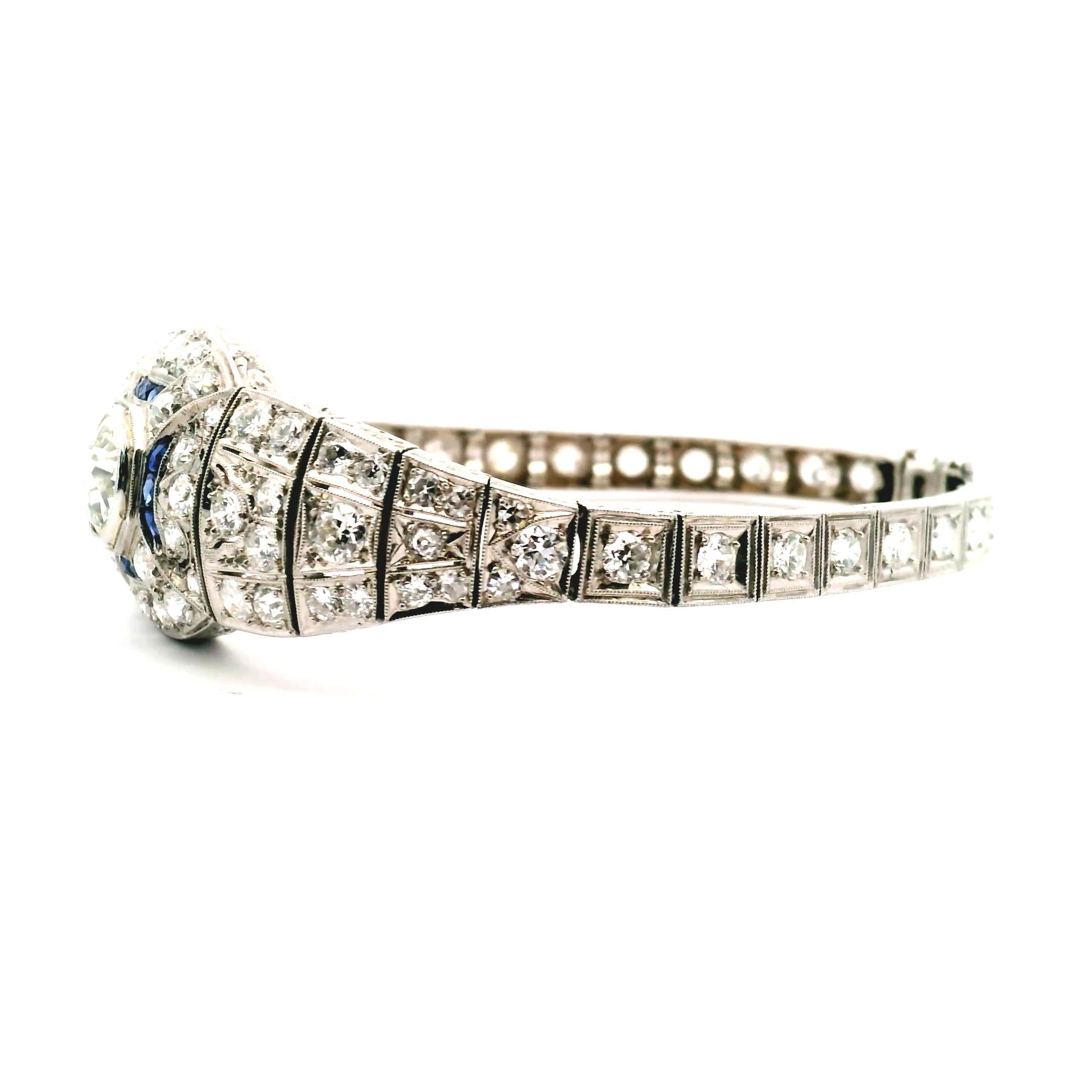 Bracelet Art déco en diamants et saphirs Bon état - En vente à Sausalito, CA