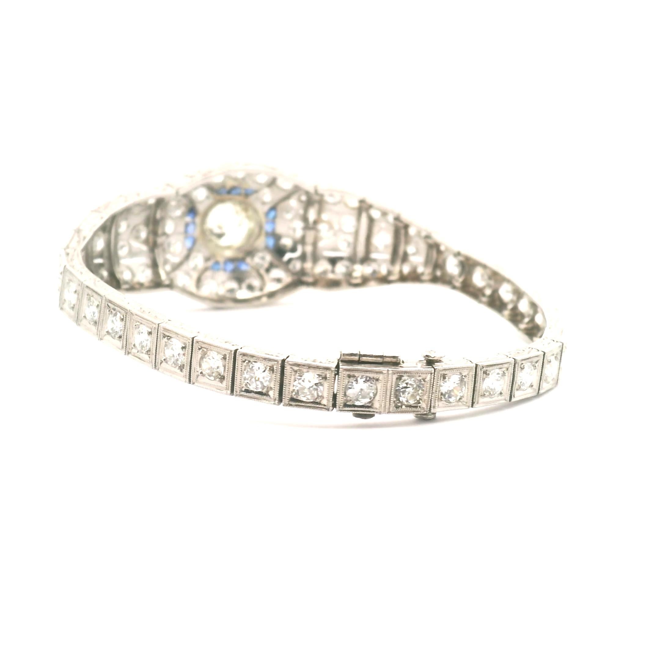 Bracelet Art déco en diamants et saphirs Pour femmes en vente
