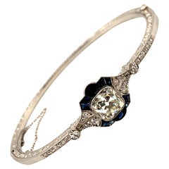 Art Deco 3 Carat Diamond Sapphire Bracelet