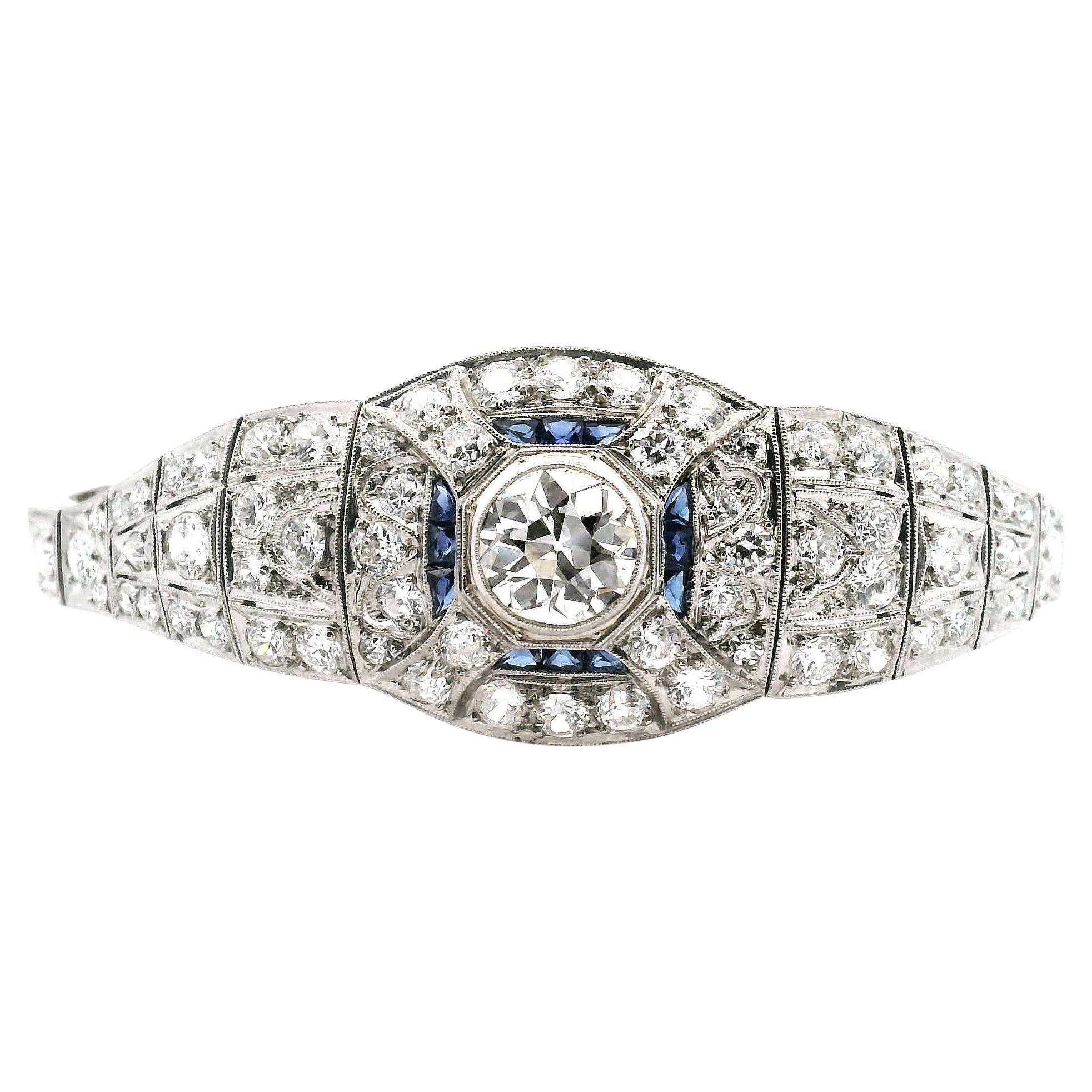 Art Deco Diamond Sapphire Bracelet