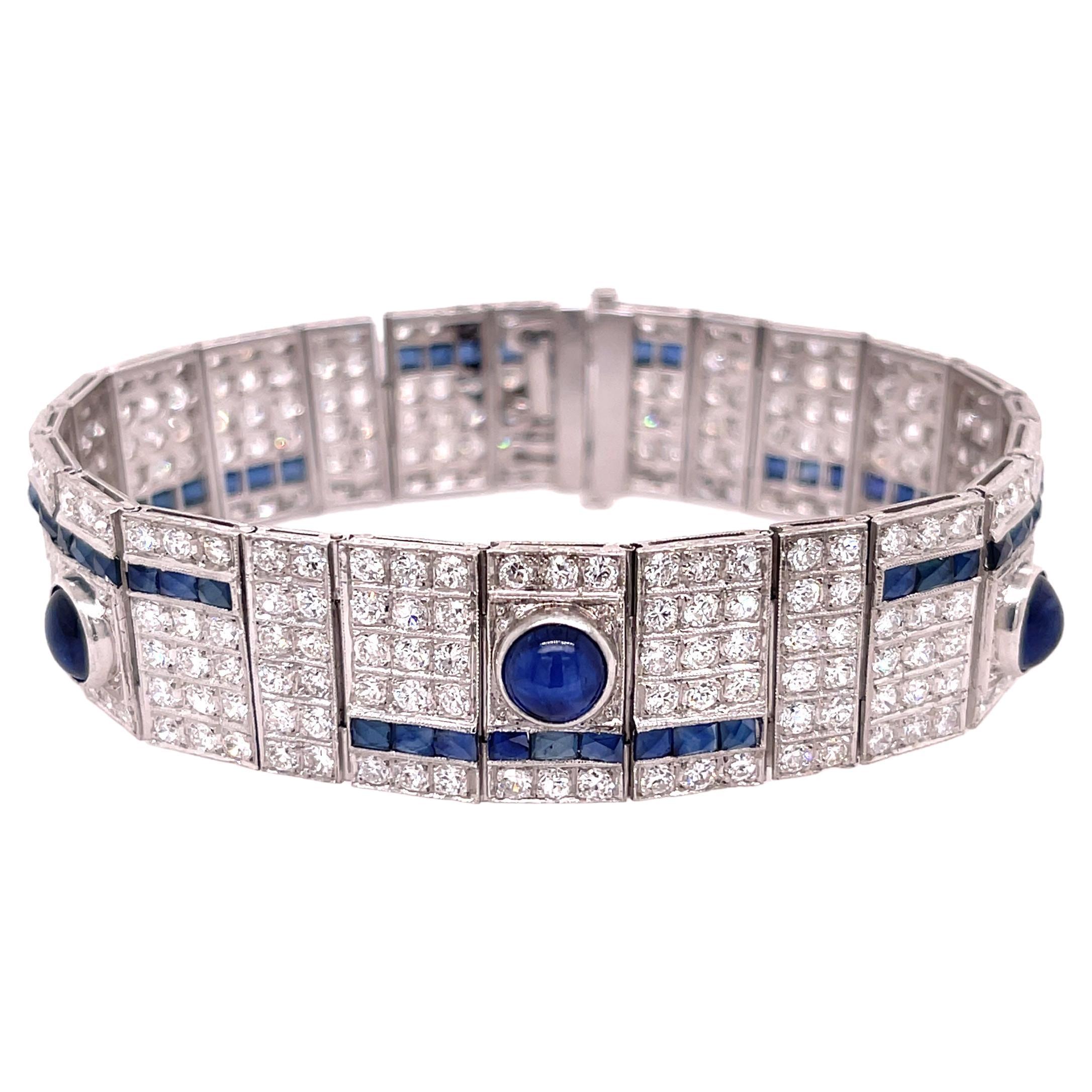 1920's Art Deco, Diamond, Sapphire and Platinum Bracelet at 1stDibs