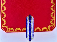 Art Deco Diamond & Sapphire Brooch/Hair Barrette, Signed Cartier & Numbered