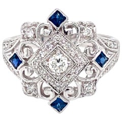 Art Deco Style Diamond Sapphire Cocktail Ring