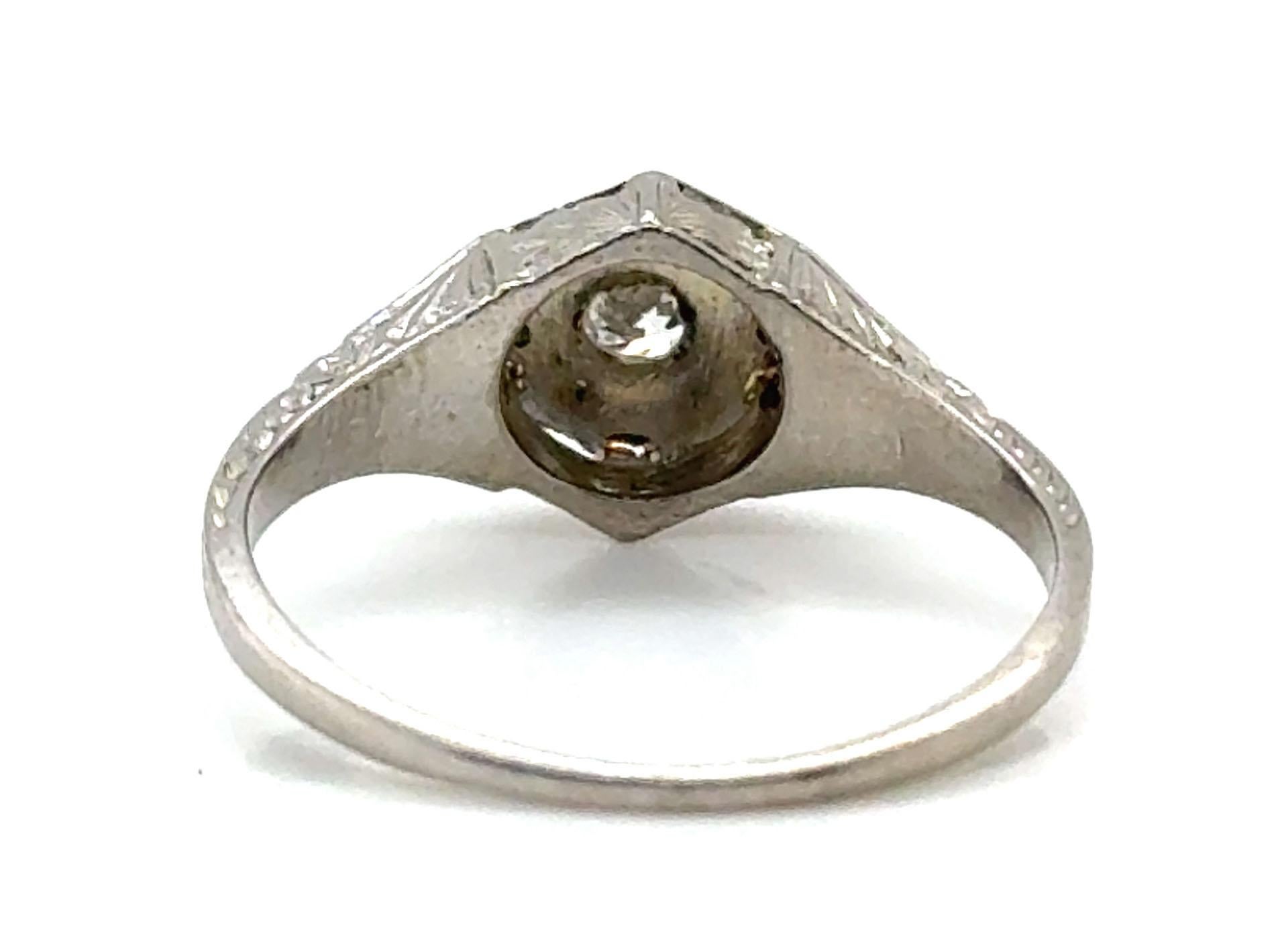 Art Deco Diamant-Saphir-Verlobungsring .20 Karat Französischer Schliff Original 1930er Jahre 18K im Zustand „Hervorragend“ in Dearborn, MI