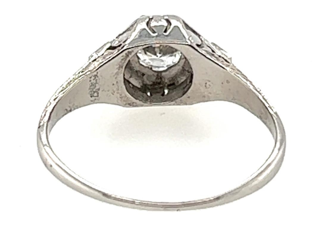 Art Deco Diamond Sapphire Engagement Ring .55ct Antique 18k Original 1920s 1