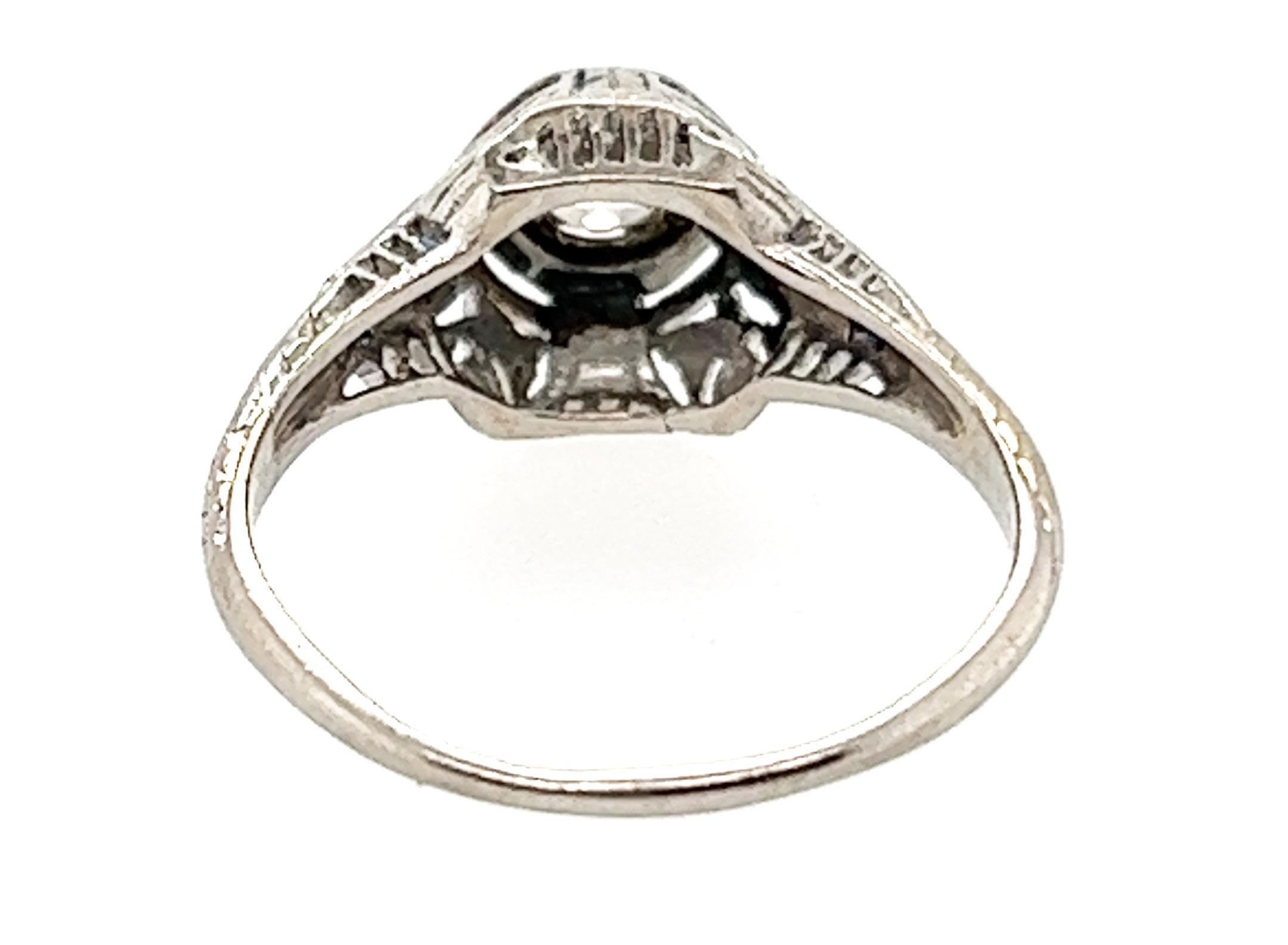 Art Deco Diamant-Saphir-Verlobungsring .65 Karat Platin Alt Euro Original 1920 im Zustand „Hervorragend“ in Dearborn, MI