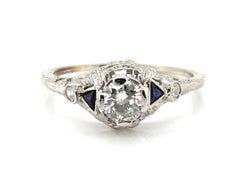 Art Deco Diamond Sapphire Engagement Ring .75ct French Cut Original 1930
s 18K Art Deco Diamond Sapphire Engagement Ring .75ct French Cut Original 1930
s 18K