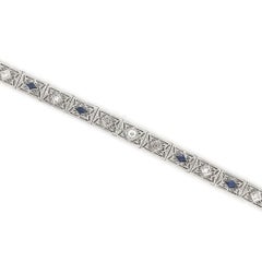 Art Deco Diamond and Sapphire Filigree Bracelet