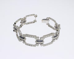 Art Deco Diamond Sapphire Gold Link Bracelet