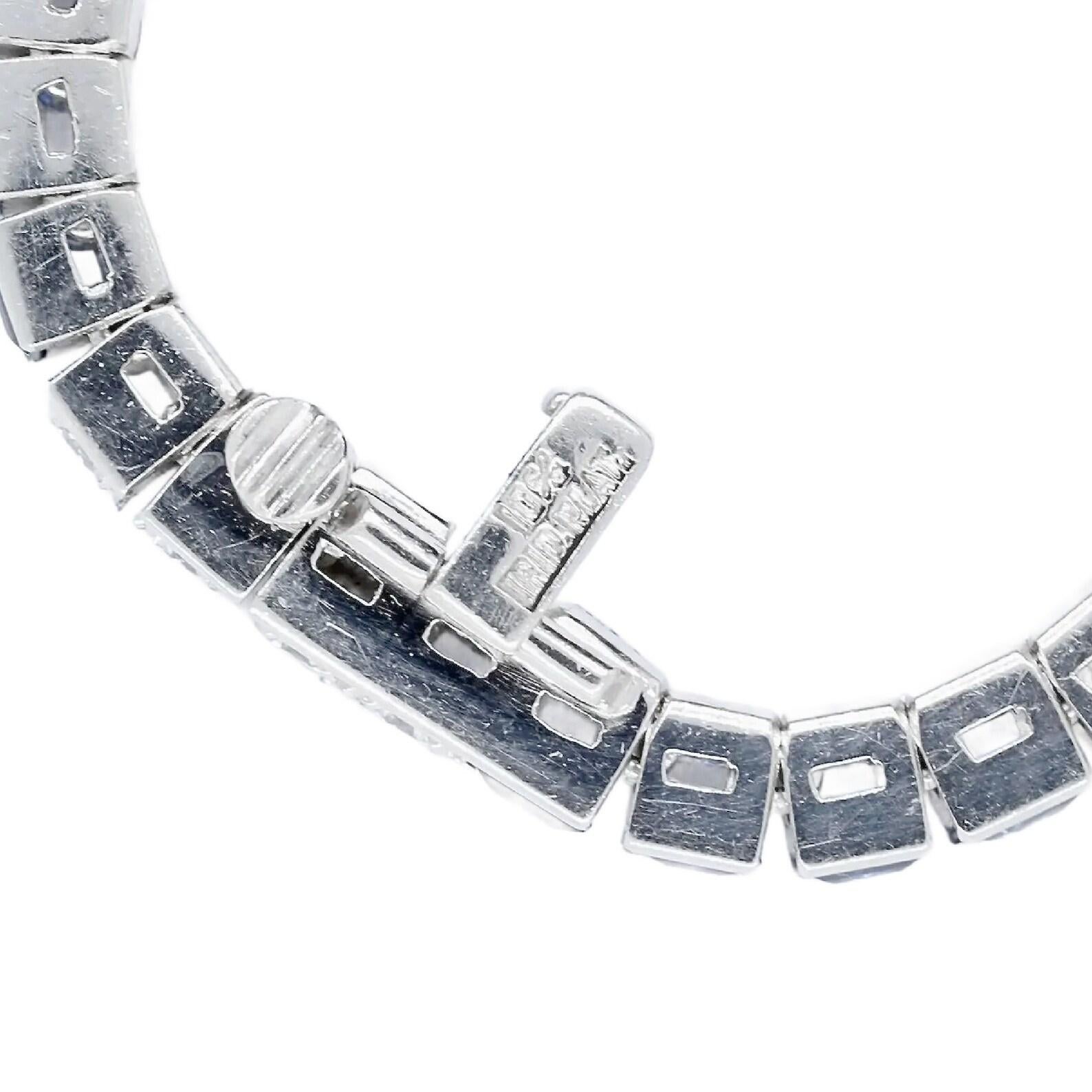 Art Deco Diamond & Sapphire Line Bracelet in Platinum In Good Condition In Boston, MA