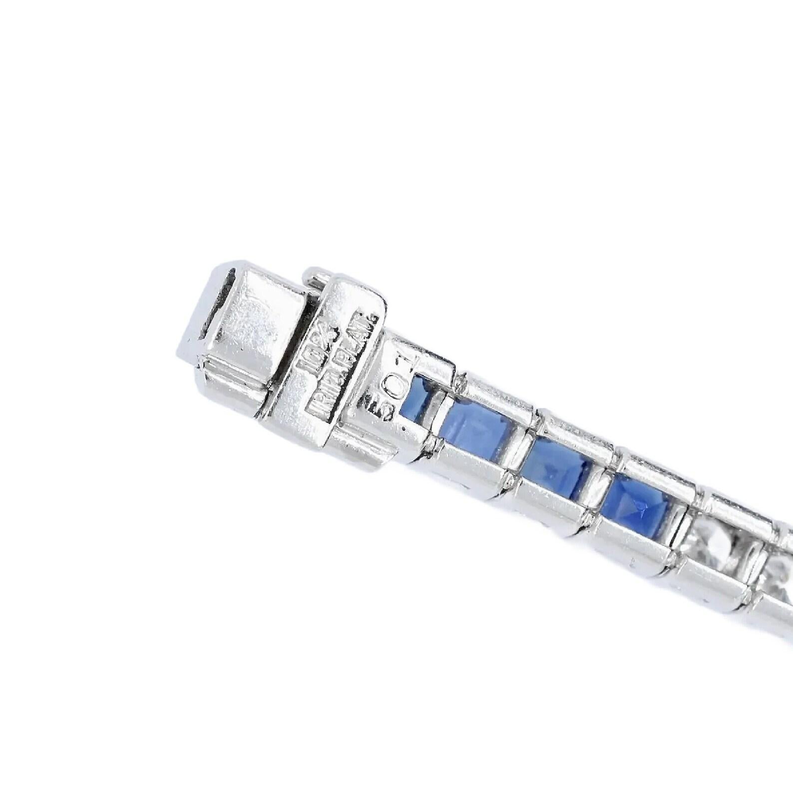 Women's Art Deco Diamond & Sapphire Line Bracelet in Platinum