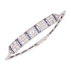 Art Deco Diamond Sapphire Millegrain Bracelet