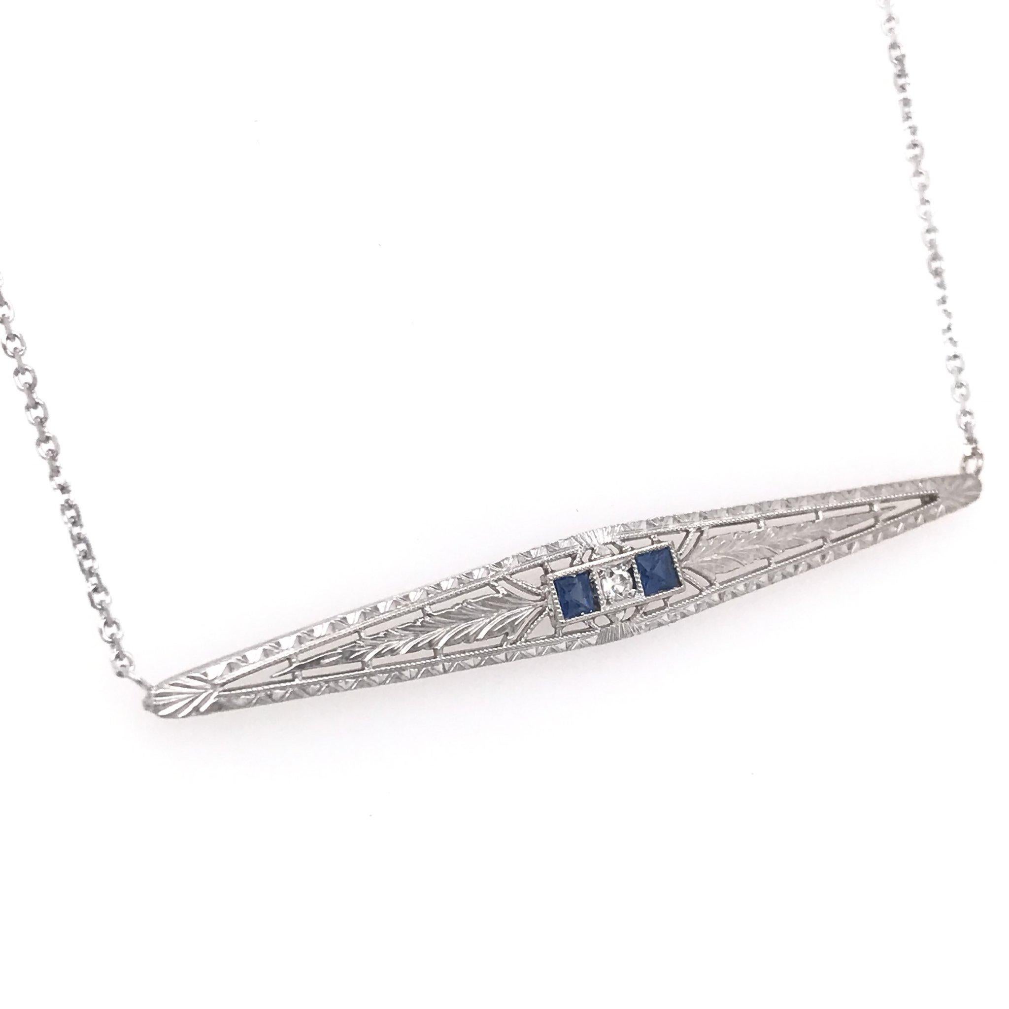 Art Deco Diamond and Sapphire Necklace In Excellent Condition In Montgomery, AL