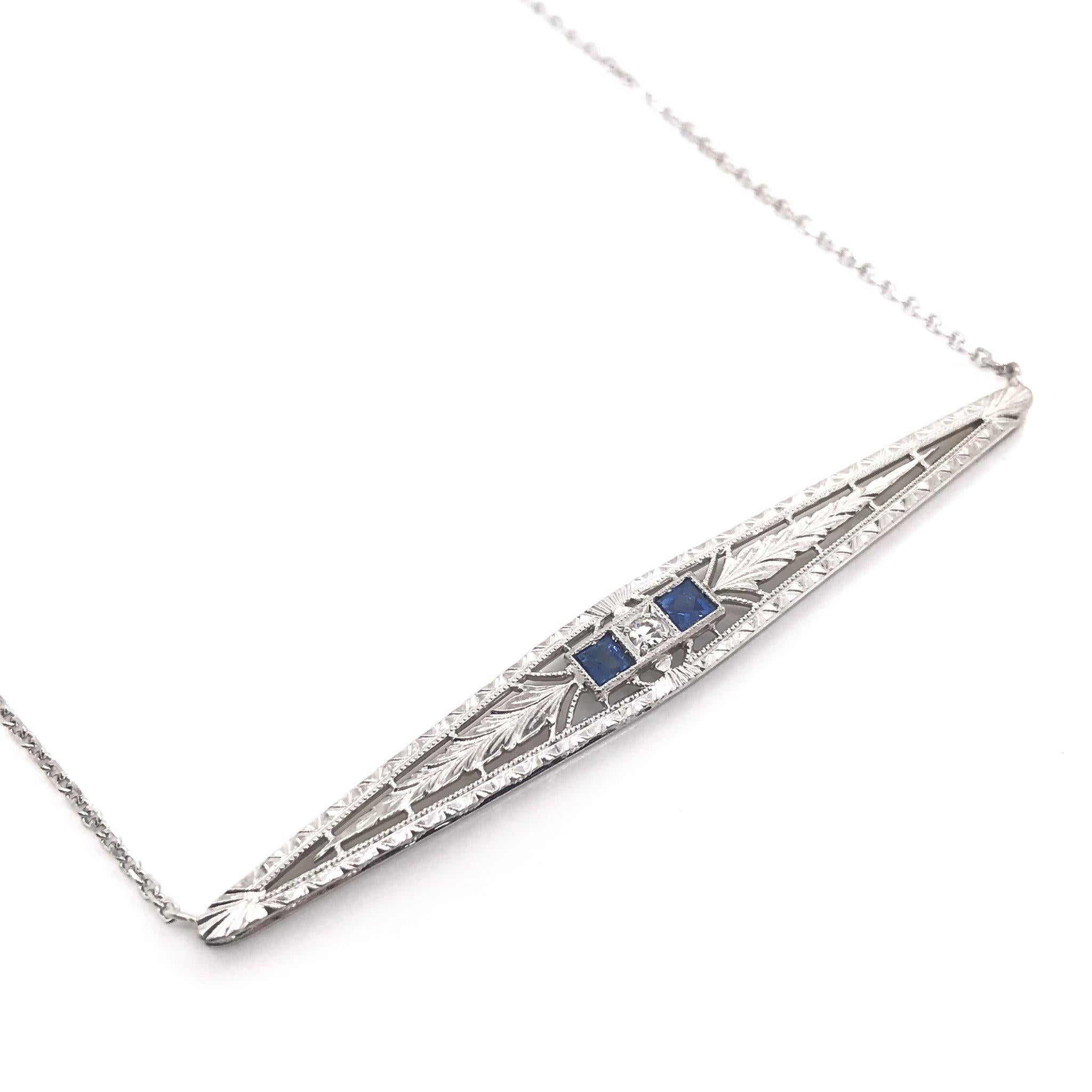 Art Deco Diamond and Sapphire Necklace 1