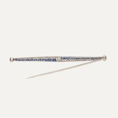 Art-Déco-Brosche aus Platin mit Diamanten und Saphiren, CIRCA 1920er Jahre