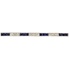 Art Deco Diamond Sapphire Platinum Bar Pin