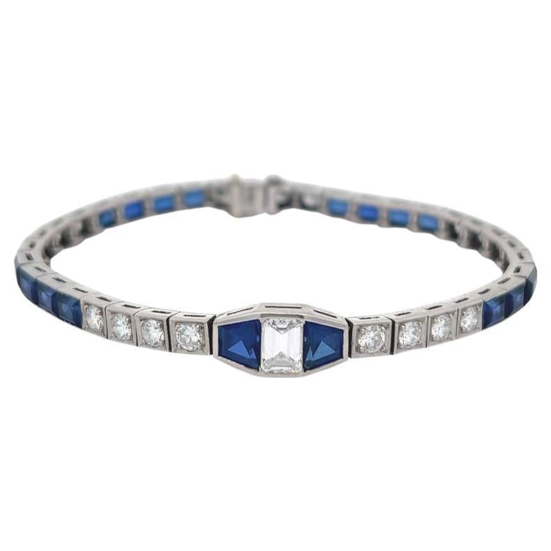 1920s Art Deco Sapphire Diamond Bracelet at 1stDibs