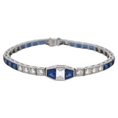 Art Deco Diamond Sapphire Platinum Bracelet