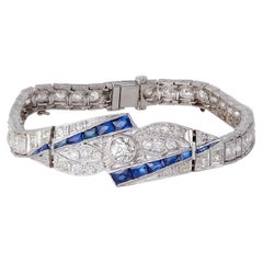 Art Deco Diamond Sapphire Platinum Bracelet