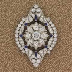 Art Deco Diamond Sapphire Platinum Pendant
