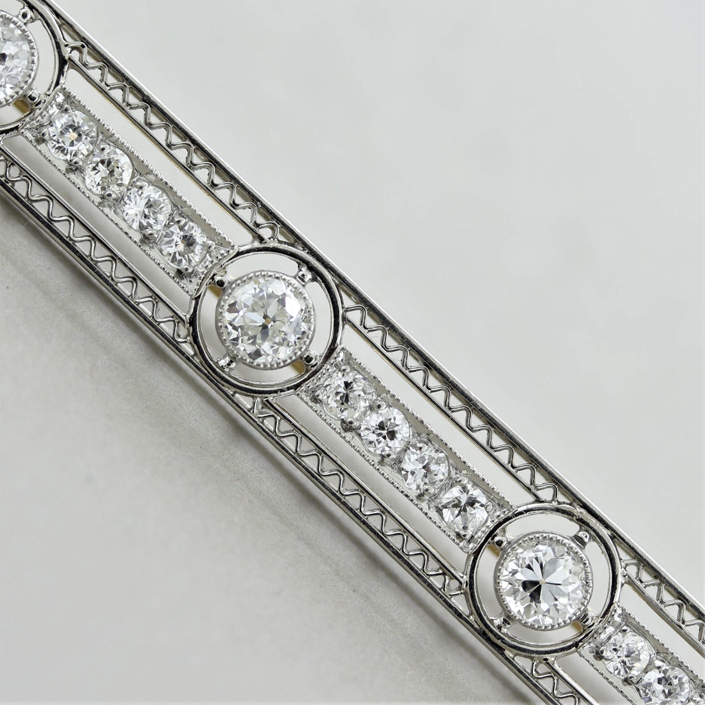 Art Deco Diamant Saphir Platin Pin Brosche im Zustand „Hervorragend“ im Angebot in Beverly Hills, CA