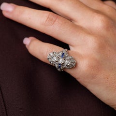 Art Deco diamond sapphire platinum ring