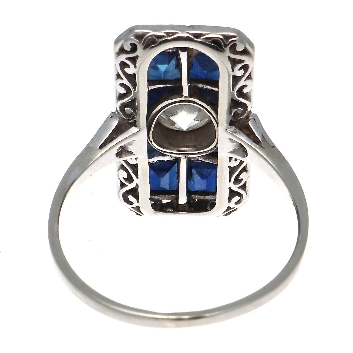 Women's Art Deco Diamond Sapphire Ring