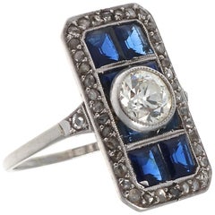 Art Deco Diamond Sapphire Ring