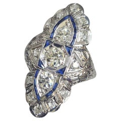 Antique  Diamond Sapphire Platinum Ring