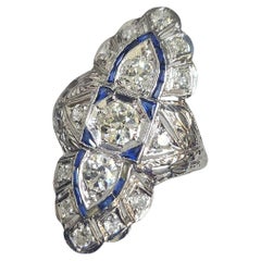 Art Deco Diamond Sapphire Platinum Ring