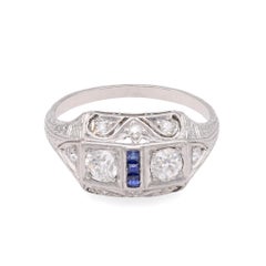 Art Deco Diamond Sapphire Platinum Ring