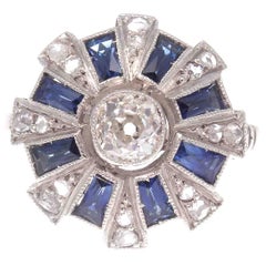 Art Deco Diamond Sapphire Platinum Ring