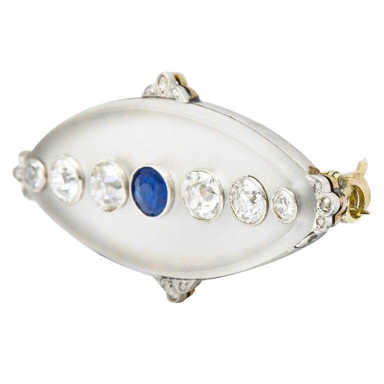 Art Deco Diamond Sapphire Rock Crystal Platinum 18 Karat White Gold ...