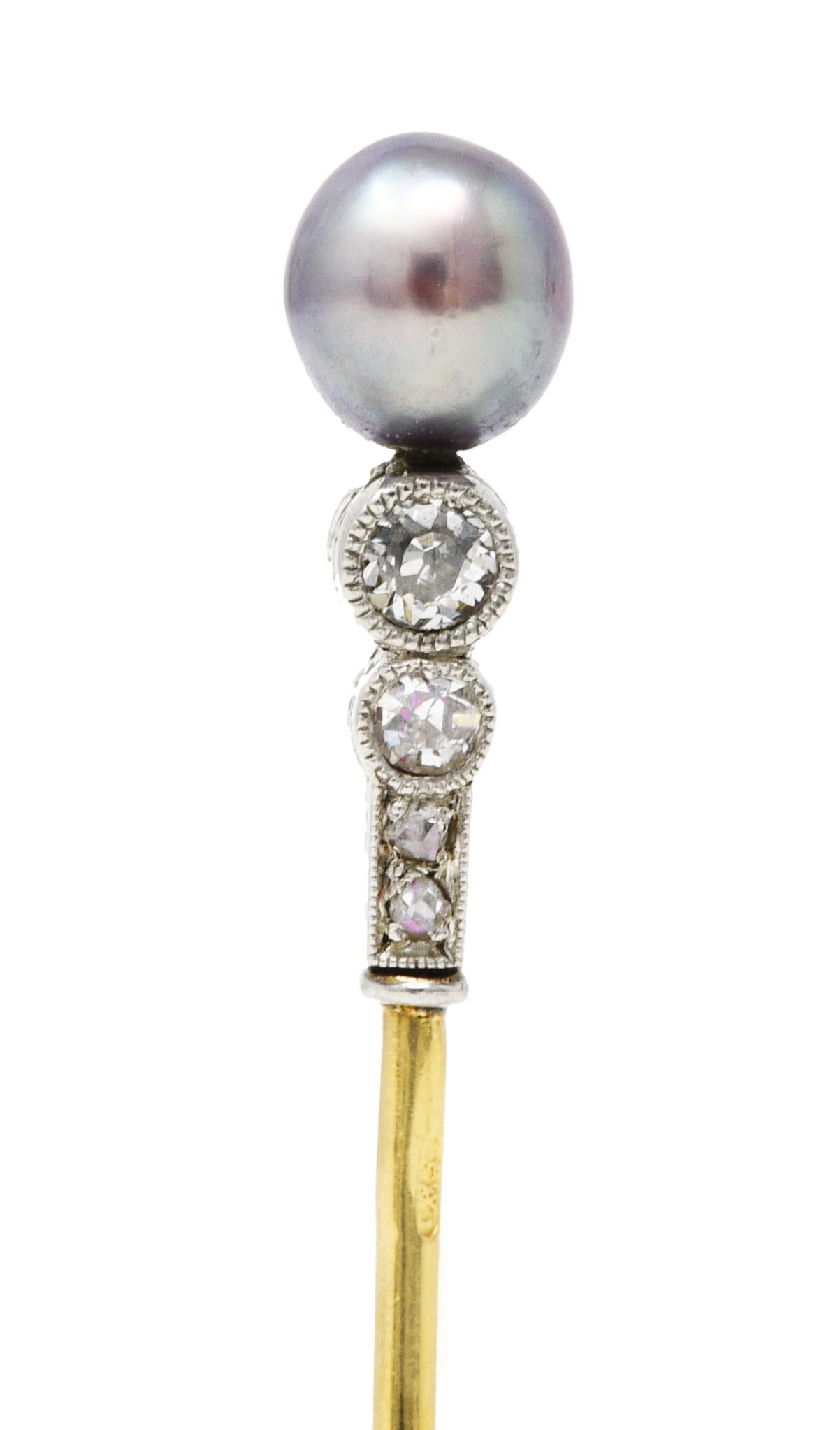 Art Deco Diamond Sapphire Ruby Pearl Platinum 18 Karat Gold Antique Arrow Jabot 1