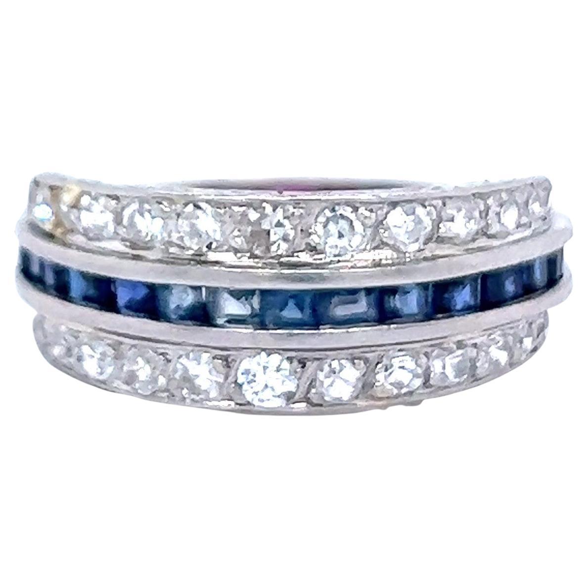 Art Deco Diamond Sapphire Ruby Platinum Ring