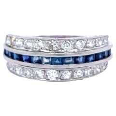 Art Deco Diamond Sapphire Ruby Platinum Ring