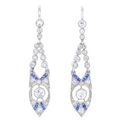 Antique Art Deco Diamond & Sapphire-set Earrings