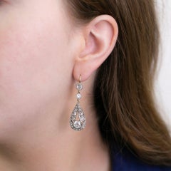 Art Deco Diamond Set Drop Earrings Circa 1920s