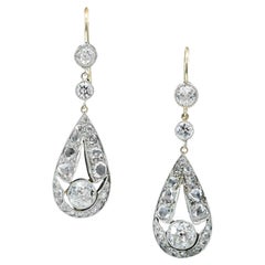 Art Deco Diamond Set Drop Earrings Circa 1920s