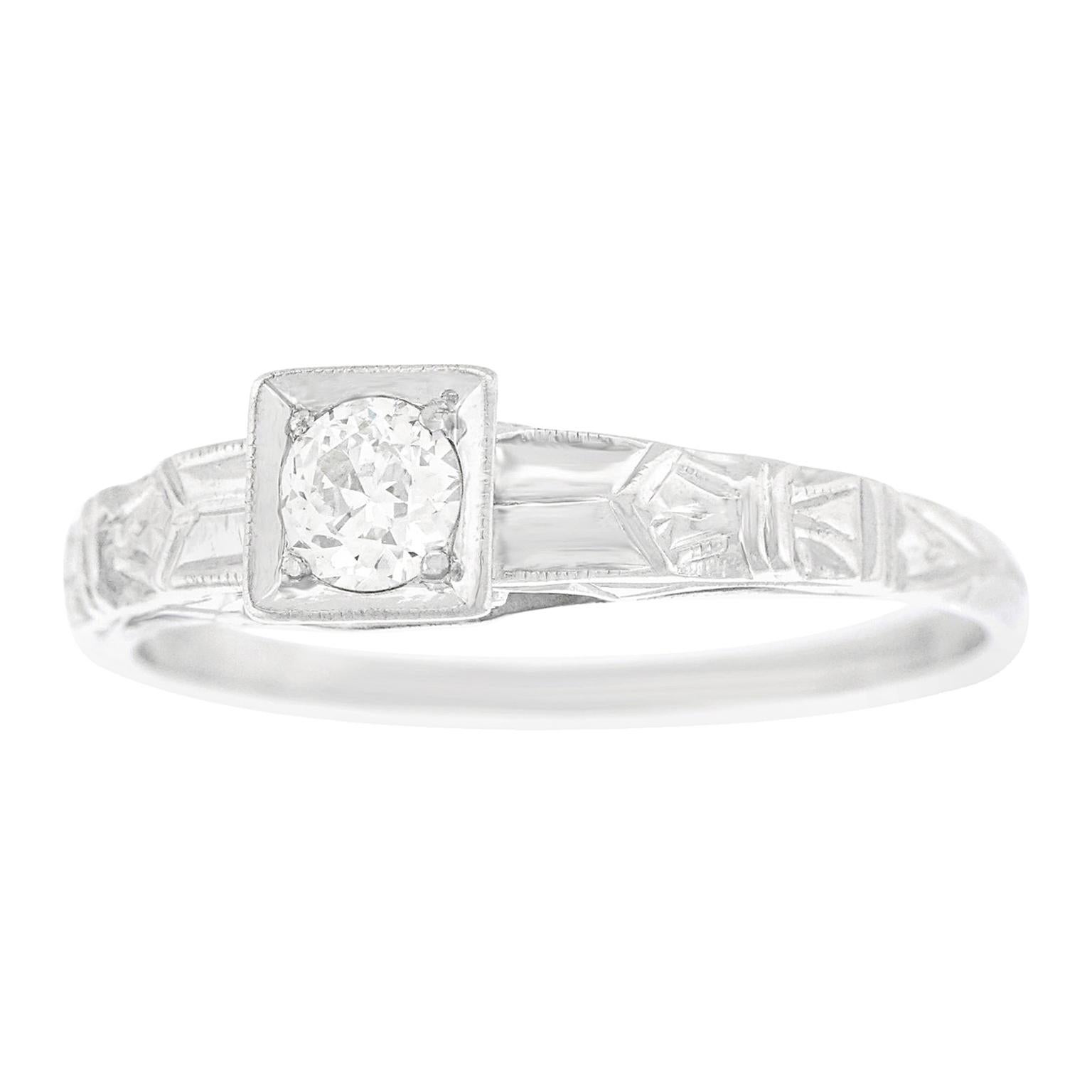 Art Deco Diamond Set Gold Engagement Ring