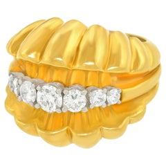 Art Deco Diamond-Set Platinum and Gold Ring